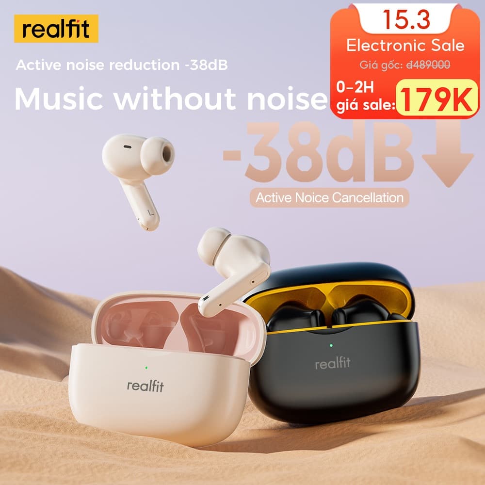 Tai Nghe Bluetooth Realfit F3 Tai Nghe Thể Thao Khử Tiếng Ồn -38db 360° Âm Thanh Không Gian Bass Tốt