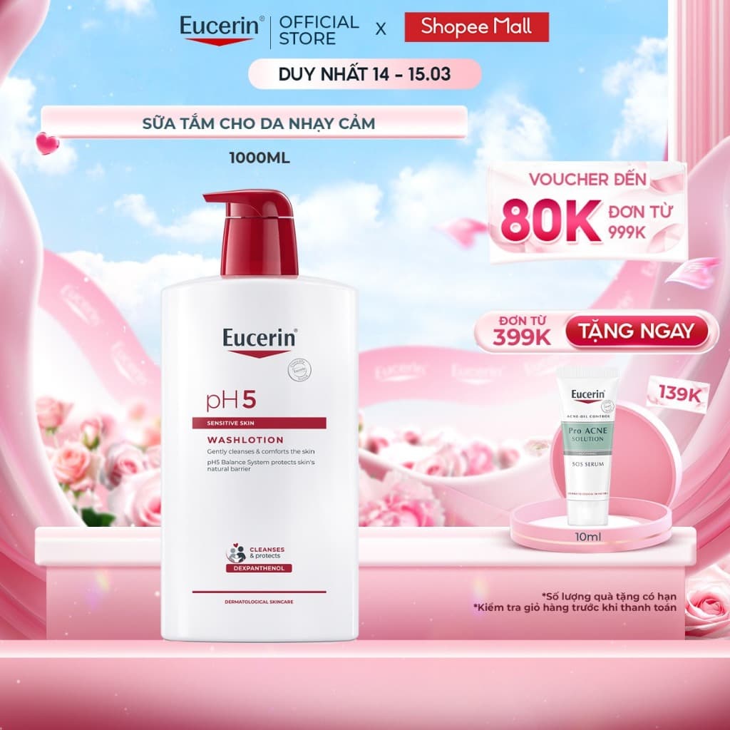 Sữa Tắm Cho Da Nhạy Cảm Eucerin pH5 Sensitive Skin Washlotion 1000ml